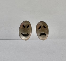 Silver Comedy & Tragedy Earrings - Clip/screwback