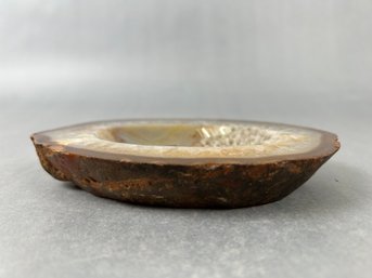 Vintage Oval Polished Stone Shallow Bowl
