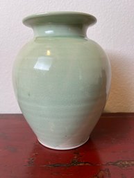 Signed Green Ceramic Vase