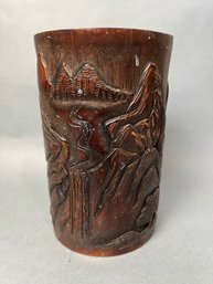 Vintage Chinese Carved Bamboo Brush Pot (#3)