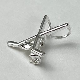 Sterling Silver Hockey Sticks Brooch Pin