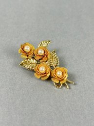Vintage Goldtone Floral Brooch