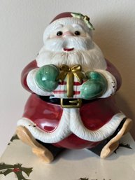Fitz & Floyd Plaid Christmas Santa Cookie Jar.