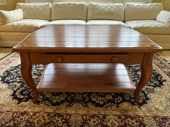 Coffee Table With Drawer Pull Out Drawer And Shelf, Matches Two End Tables
