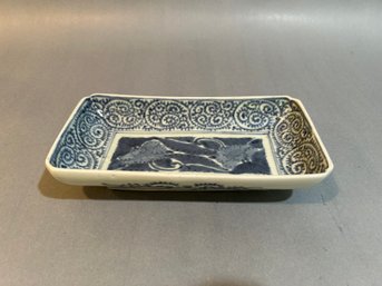 Early 19th C Japanese Imari Blue And White Porcelain Dish
