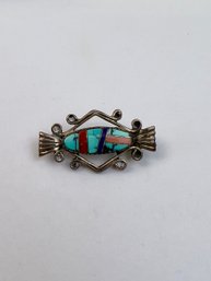 Silver Zuni Multi Stone Inlay Pin