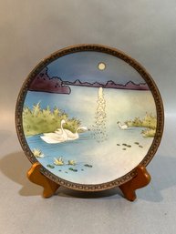 Nippon Hand Painted Plate With Swans