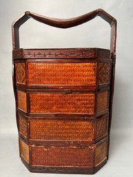 Vintage Chinese Woven Rattan Stacking Basket