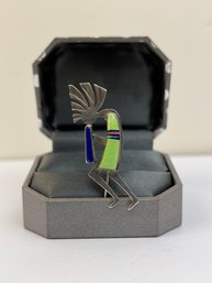 Navajo Kokopepe Pin/pendant W/multi Colored Inlay Stones By Cathy Webster