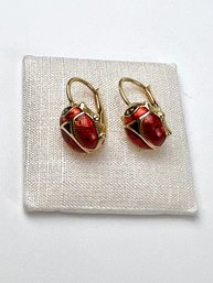 Vintage 14k Gold Milor Lady Bug Earrings
