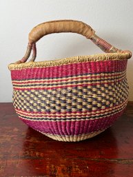 Leather Handled Large Basket.