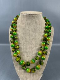 Vintage Green Double Strand Necklace