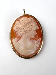 Vintage 14k Yellow Gold Cameo Brooch Pendant