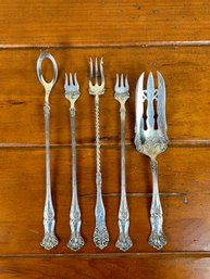 Vintage 5 Piece Lot Of Silverplate Specialty Serving Pieces -4 Pieces 1847 Rogers Vintage Grapes