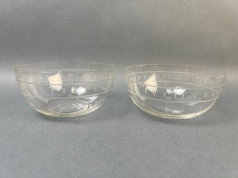 2 Vintage Etched Glass Bowls.