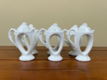 Set Of 6 White Teapot Napkin Rings
