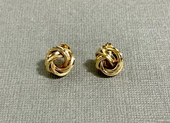 14K Yellow Gold Knot Post Earrings