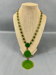 Vintage Avocado Green Enamel Mod Necklace