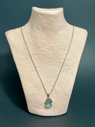 Sterling Silver Rope Chain Necklace With Sterling Pendant