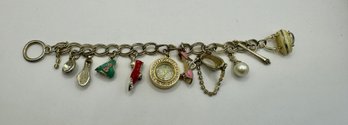 Silvertone  Bracelet  With Colorful Charms