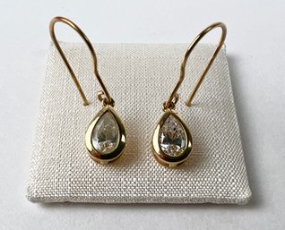 14k Yellow Gold Stone Pendant Earrings