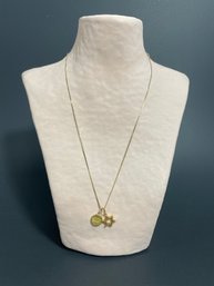 14k Yellow Gold Serpentine Chain With Pendant - Replica 1908 $20 Coin And Star Of David