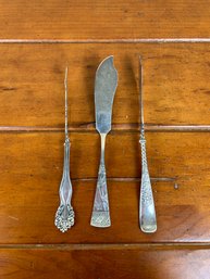 Mixed Lot Of 3 Vintage Silver Plate Butter Knives