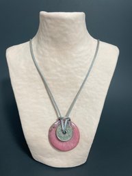 Stone And Coin Donut Pendant With Cord