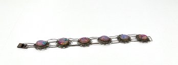 Vintage Silver And Faux Opal Bracelet