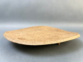 Signed 3 Footed Stoneware Platter.