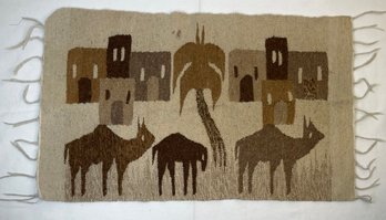 Vintage Wool Kilim Rug Hand Woven CAMEL SCENE