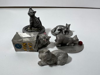 Lot Of Vintage Pewter Cats