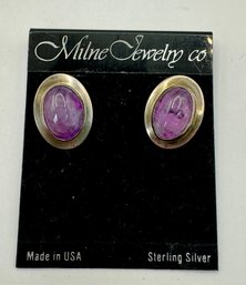 Sterling Silver Earrings With Purple Stone By Milne Jewelry Co.