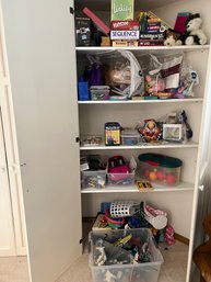 Closet Of Toys, Games And Craft Items.