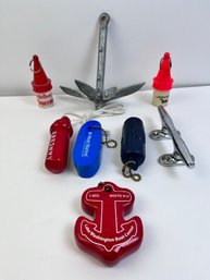 Vintage Floating Keychains, Anchor And A Stainless Cleat.