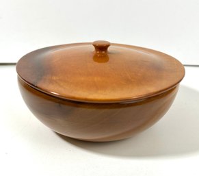 Vintage Myrtlewood Trinket Bowl With Lid
