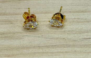 Goldtone Earrings With Crystal Stones