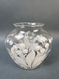 Hand Painted Glass Vase.