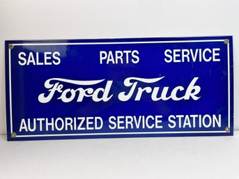 Metal And Porcelain Ford Truck Authorized Service Station Sign.