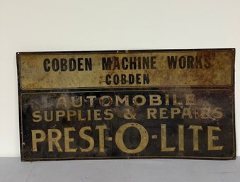 Vintage Automobile Supplies & Repairs Prest-o-lite Metal Sign