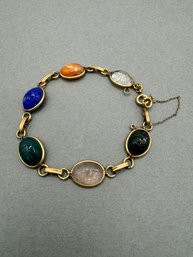 Scarab Stone Bracelet With Safety Chain