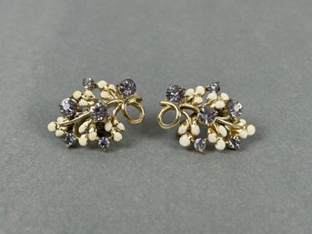 Coro Floral Clip Earrings