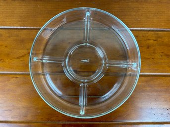 Crate & Barrel Clear Glass Divided Serving Dish