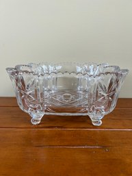 Large Heavy Footed Square Clear Glass Bowl