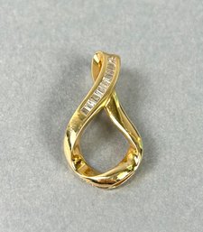 14k Gold Slide Pendant With 14 Baguette Cut Diamonds (Has Appraisal)