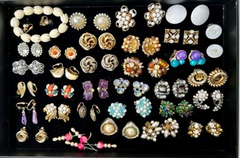 Vintage Lot Of Costume Jewelry Earrings