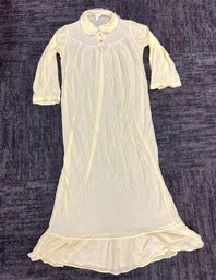 Vintage Womens Yellow Nightgown With Floral Buttons