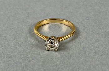 14k Solitaire Diamond Ring  6.5 Sz