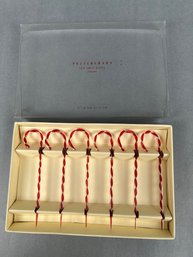 Set If 6 Pottery Barn Red Swirl Picks.