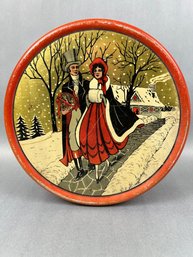 Vintage Metal Package Corporation Christmas Themed Tin.